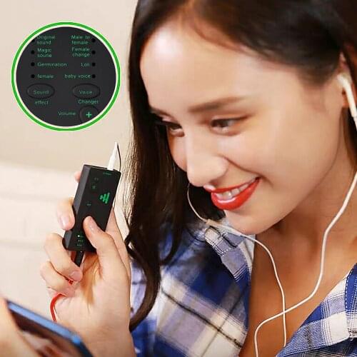 Besegad Mini Voice Changer USB Rechargeable Device with 7 Sound Effects for Mobile Phones Computers Tablets Laptops Game Adapter