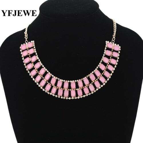 YFJEWE Fashion Choke Necklace women Party Christmas Gift dress Accessories pink square women fashion necklace #N136