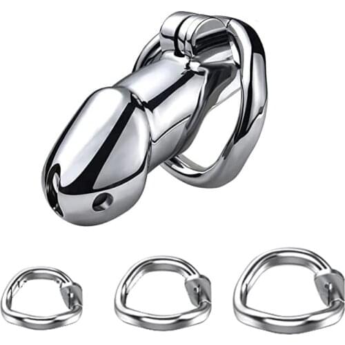 Male metal heavy penis lock Bird Chastity cage Dia 45/50/55mm 3 cock rings as 1 set slave bondage restraint BDSM sex toy male