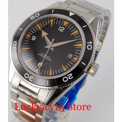 CORGEUT Luxury Automatic Mens Wristwatch Sapphire Glass Stainless Steel Band MIYOTA Movement Black Dial