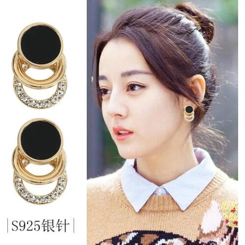 New Korean version of the multi-layer circle set rhinestone hypoallergenic ear nails temperament sexy exquisite shine high-end f