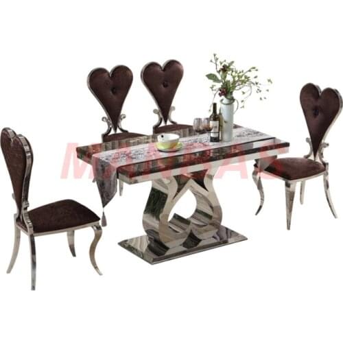 Stainless steel Dining Room Set Home Furniture minimalist modern marble dining table and 6 chairs mesa de jantar muebles comedor