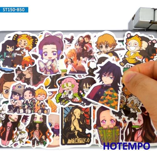 50pcs Demon Slayer Kimetsu no Yaiba Cartoon Stickers for Manga Fans DIY Stationery Phone Laptop Suitcase Anime Decals Stickers