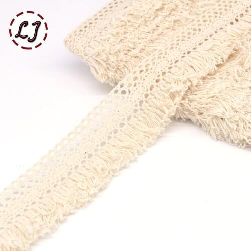 New arrived 5yd/lot high quality beige trimming lace fabric ribbon cotton lace sewing material for home garment accessories DIY