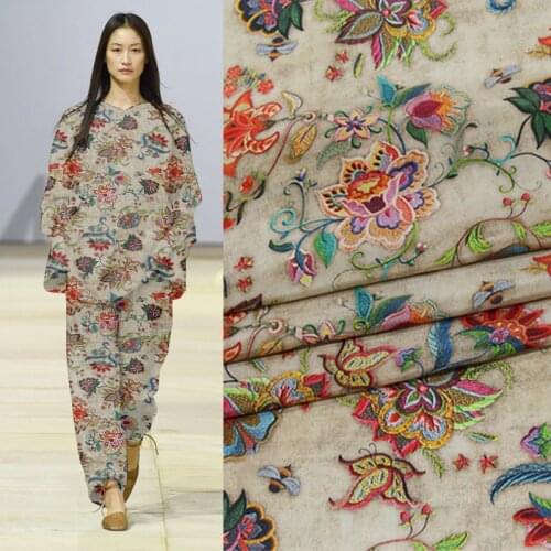 New Style 100% Mulberry Silk Wide Crepe De Chine Fabric Dress Shirt Floral Cloth