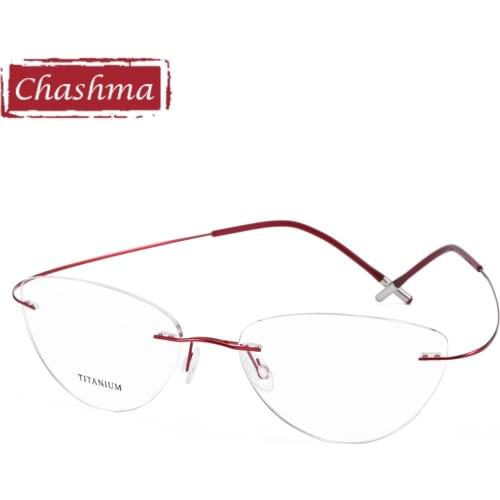 Cat Eye Rimless Eyeglasses Men Optical Transparent Lens Designer Titanium Frames Female Customize Lenses Size and Shape