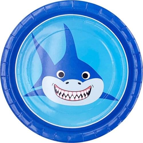 Shark Disposable Tableware Set Happy Birthday Paper Plate Napkin Cup Baby Shower Wedding Birthday Decoration Party Supplies