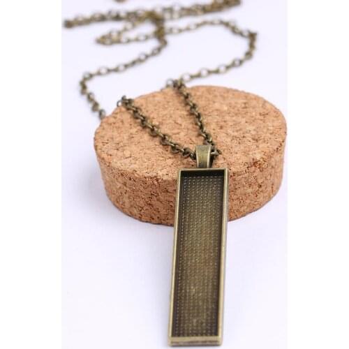 Onwear 3pcs 10x50mm antique bronze blank pendant cabochon bezels diy cameo base settings for necklace jewelry making