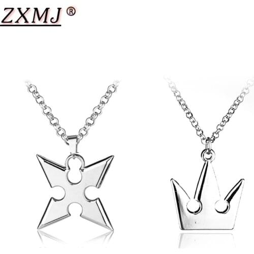 Kingdom Hearts Necklace Pendant Hot Game Rhombus Crown Necklaces For Men Women Jewelry Gift Hot Sale Gift for movie fans