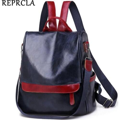 REPRCLA Casual Anti Theft Backpack Women Travel Shoulder Bag Backpacks PU Leather Bagpack School Bags for Teenage Girls