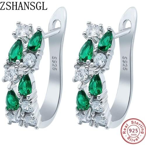 Fashion Solid Silver Color Lucky Forever Circular Zircon Crystal Stud Earrings For Women Authentic Original Jewelry Gift