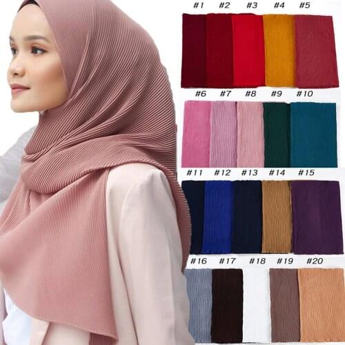 10pcs/lot women solid plain pleated chiffon hijab scarf wraps long islam shawls muslim crinkle ruffle chiffon scarves hijabs