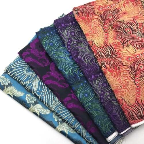 Phoenix-tailed Crane Silk Brocade Satin Handmade DIY Fabric Width 75CM