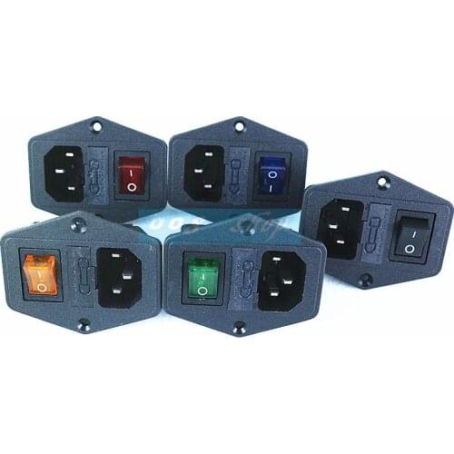 1pcs Power Rocker Switch IEC 4 Pin 320 C14 Inlet Power Sockets Switch Connector Plug 10A 250V