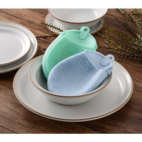 Silicone Massage Bath Brush With Hook Dishwashing Household Cleaning Tools Kitchen Accessories Brushes Useful Cleaning Brush