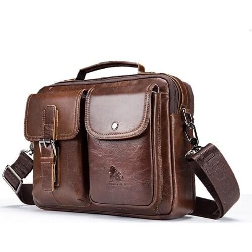 TopFight 2021 Leather Fashion Business Briefcase Messenger Bags 14'' Laptop Mens Briefcases Office Business Tote for Document