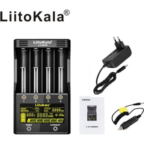 LiitoKala lii-500S+Car charger 18650 26650 1.2V 3.7V 3.2V Lithium-ion AA AAA NiMH Battery Smart Charger