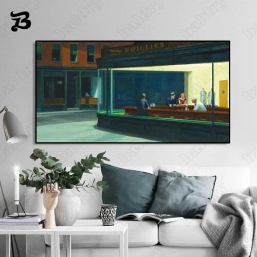 Vintage Texture Canvas Painting Wall Art People Sitting In Restaurant Posters and Prints Wall Pictures for Living Room Decor
