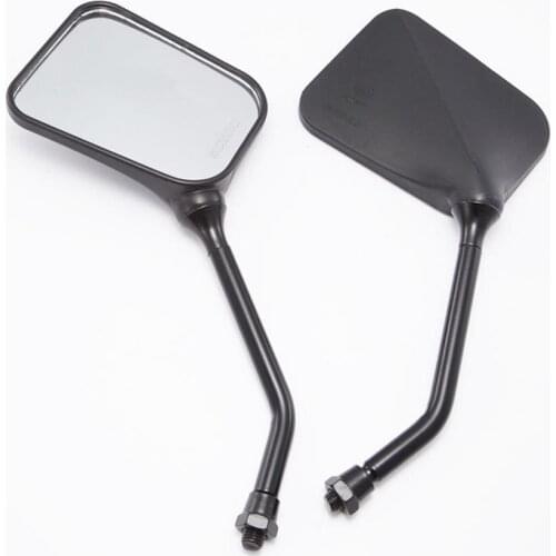 New 10mm Retro Motorcycle Square Rearview Mirrors Black Universal Modified Motorbike side mirror plating long stem