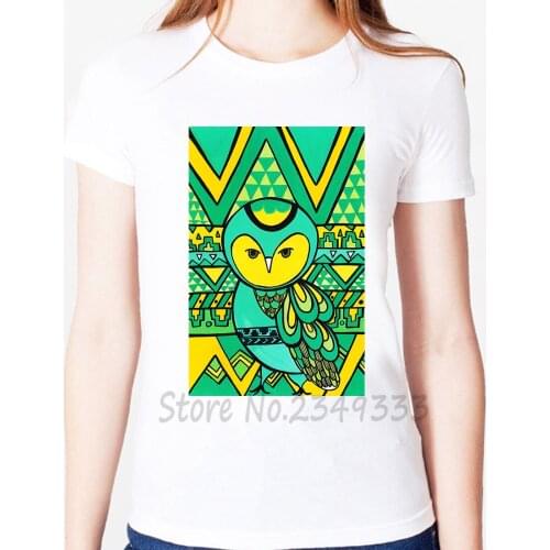 Aztec owl Print Women tshirt Modal Casual Loose Funny t shirts For Lady Top Tee Drop Ship SH-15