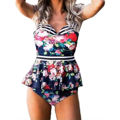 2020 Sexy Ptint Swimwear Summer Beach Separate Two Pieces Set Female Brazilian Bathing Suit Women Plus Size Swimsuit XXXL