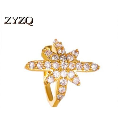 ZYZQ Classic Open Ear Clip Wholesale Lovely Star Shaped Jewel With Brilliant Tiny Stone Insert Ear Cuff New Years Gift Jewel