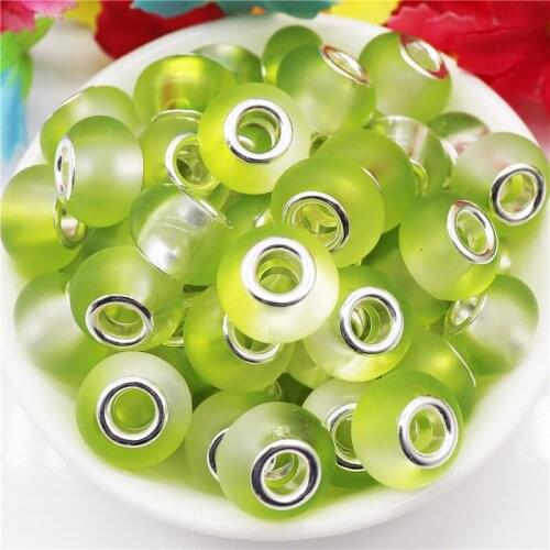 10Pcs Handmade Color Resin Murano Charm Silver Plated Spacer Beads Large Holes Fit Pandora Bracelet Bangle Snake Chain Jewelry