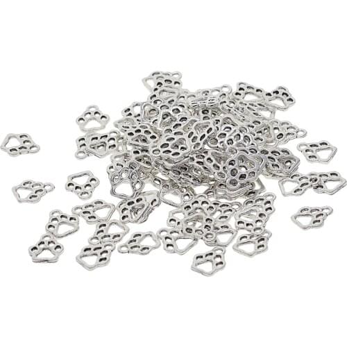 100pcs Alloy Hollow Pet Cat Paw Footprint Shape Pendant Charms Findings for DIY Necklace Bracelet Earrings Jewelry Making
