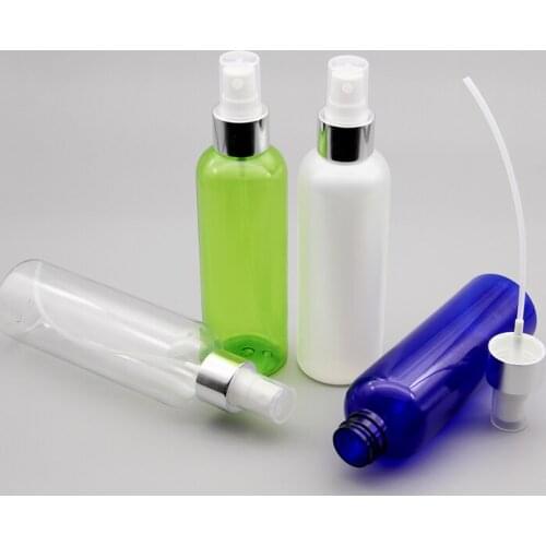 200ML X 30 Empty Makeup Spray Pump Plastic Bottle With Silver Aluminum Collar 200cc Perfume Cosmetic PET Bottle Container