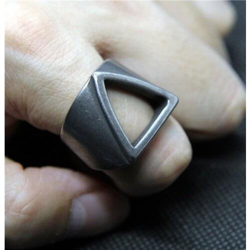 2020 Newest Fashion Black Cutout Mens Ring 316L Stainless Steel Men Cool Ring