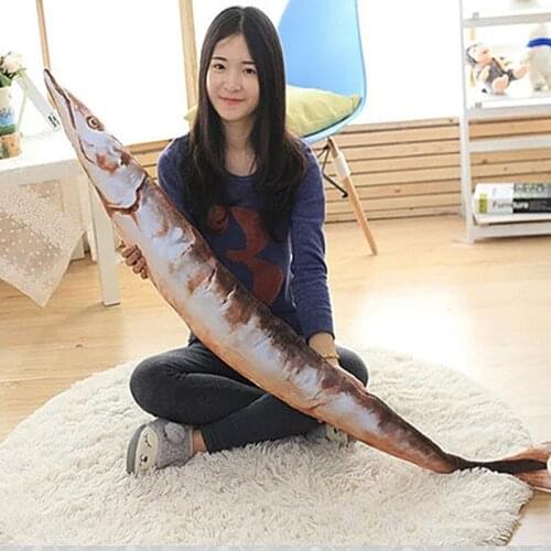 55/75 cm 3D Simulation Fish Shape Stuffed Toy Autumn Sauries Doll Large Animal Pillow Cushion Women Kids Birthday Gift