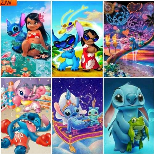 5D Anime Lilo & Stitch Diamond Inlaid DIY Full Diamond Embroidery Living Room Home Decoration Disney
