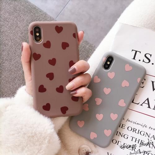 JAMULAR Cute Love Heart Phone Case For iPhone XS MAX 11 Pro XR X 7 8 6 6s Plus Fashion Soft Matte Back Cover Silicone Shell Bag