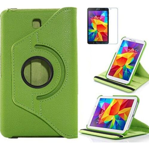 Tab 4 8.0inch T330 T335 Cover Case For Samsung Galaxy Tab 4 8.0 SM-T330 360 Degree Rotating PU Leather Case Tablet Screen Glass