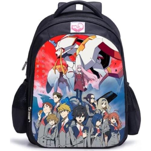 16 Inch Anime Darling In The Franxx Children School Bags Orthopedic Backpack Boys Girls Mochila Infantil Unisex College Bags