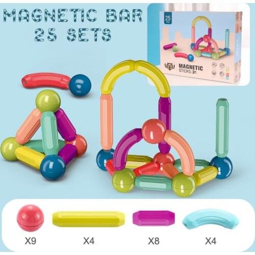 Baby Kids 64PCS Toys Assemble Magnetic Building Blocks Spell Hundred Change Early Education Magnetic Magnetic Bar