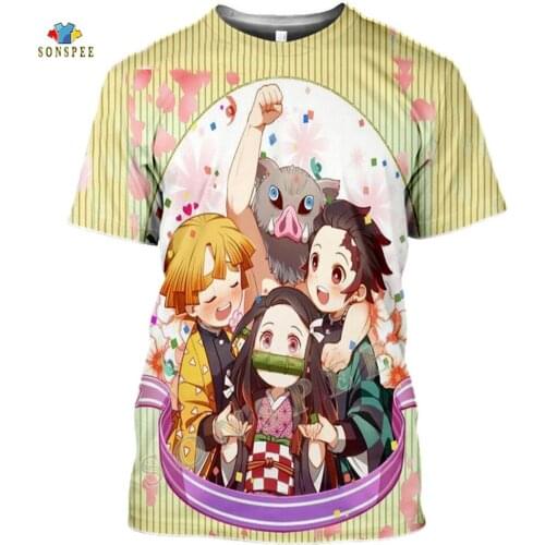 SONSPEE Summer Anime Men Women Kimetsu No Yaiba Homme 3d T Shirt Fashion T-shirt Kids Harajuku Tops Tee Funny Shirts Rock Tshirt