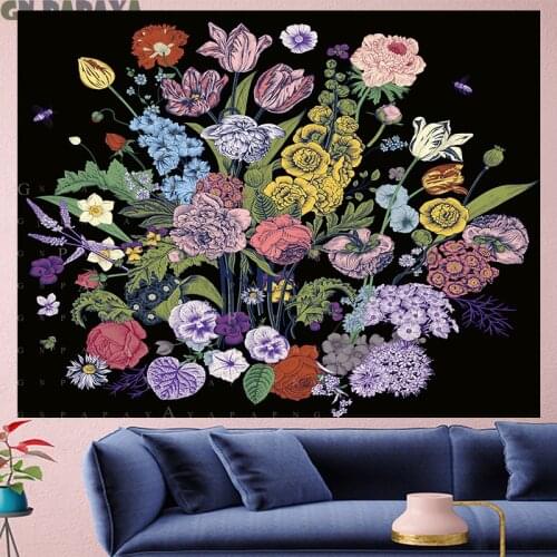 Nordic Style flower tropical plants Tapestry retro lamparas macrame Vintage Polyester mandalas black Wall Hanging home decor