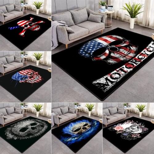Crystal velvet scary skull carpet living room table parlor large rugs kids bedroom modern absorbent home non-slip floor mats