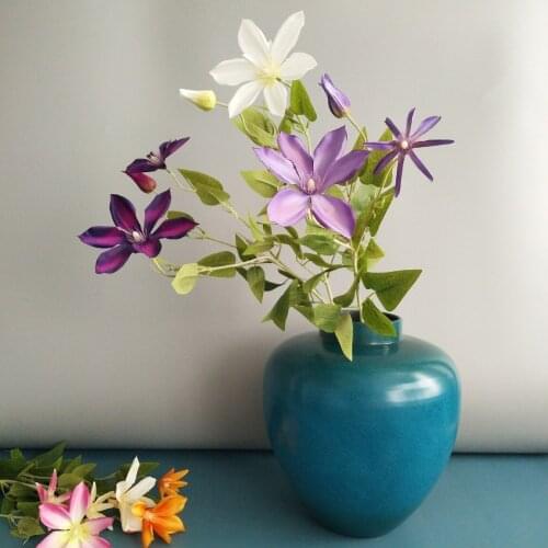 Fake Clematis Florida Thunb Simulation Clematis Flower Branch for Wedding Hoe Decorative Artificial Flowers