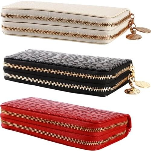 Red/white/black Women Double Zipper Wallets Ladies Wallet Fashion Wallet Female Long Design Handbag Phone Bag Hot Sale