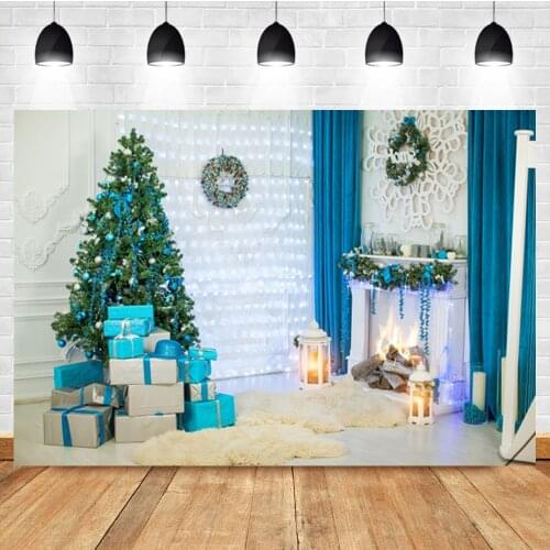 Laeacco Indoor Christmas Tree Fireplace Gifts Newborn Birthday Photo Photography Background Backdrop For Photo Studio