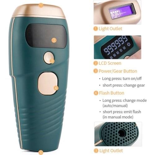 Laser Hair Removal Machine 990000 Flash IPL Quartz Lamp Permanent Device 5 Levels Auto Hair Trimmer Epilator For Facial Body