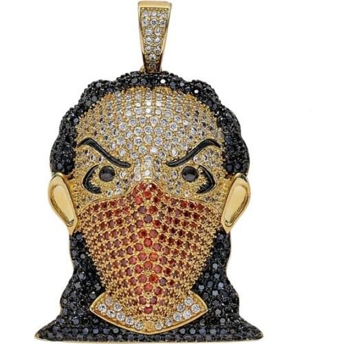 Iced Out Masked Woman Pendant Necklace For Men Women New Arrival Micro Pave AAA Zircon Necklace Fashion Hip Hop Jewelry