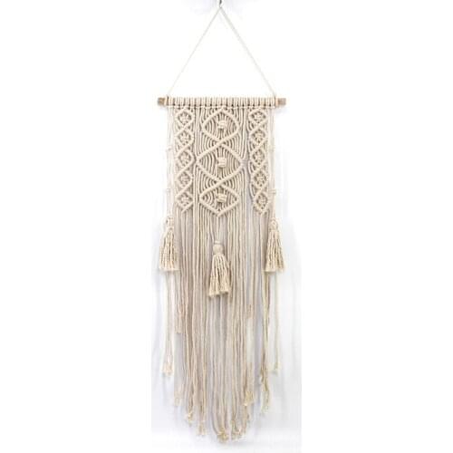 Macrame Woven Wall Hanging Boho Chic Bohemian Room Geometric Tapestry Art Beautiful Apartment Dorm Room Decoration 50*95 cm