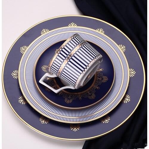 Fashion Blue Color Dinner Plates Ceramic Dessert Plates Bone China Dinnerware Plates Dinnerware Set