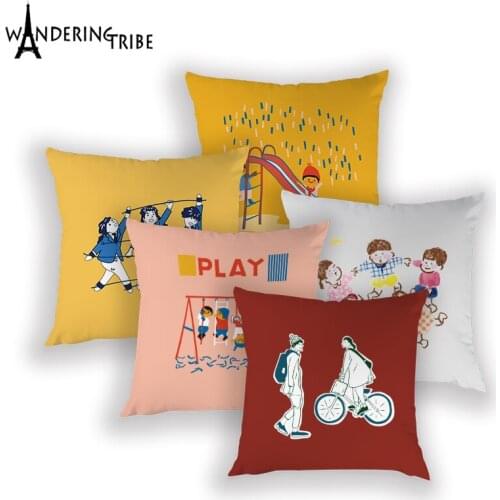 Cartoon Girl Cushion Case Children Games Living Room Pillow Cases Polyester Cushions Cover Colorful Sofa Bed Pillow Covers Cojin