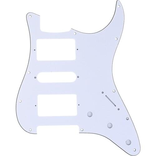 Musiclily Pro 11 Hole HSH Guitar Strat Pickguard for Fender American/Mexican Standard Stratocaster Style, 3Ply White