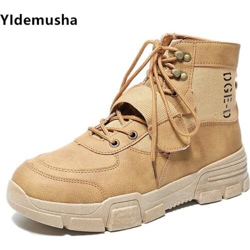 2019 High Quality New Fashion Winter Mens Martin Boots Warm Working Boots Lace Up Mens Desert Boots Round Toe High Top Shoes