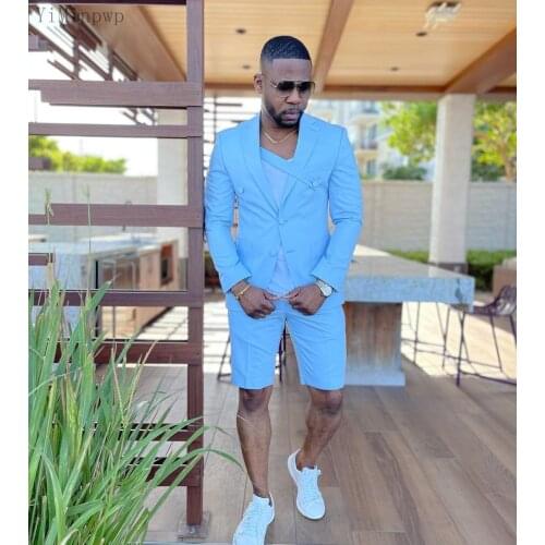 YiMinpwp Short Pant Suits for Men Summer Men Suit Wedding Groom Wear Costume Mariage Homme Prom Suit for Man 2 Piece Jacket+Pant